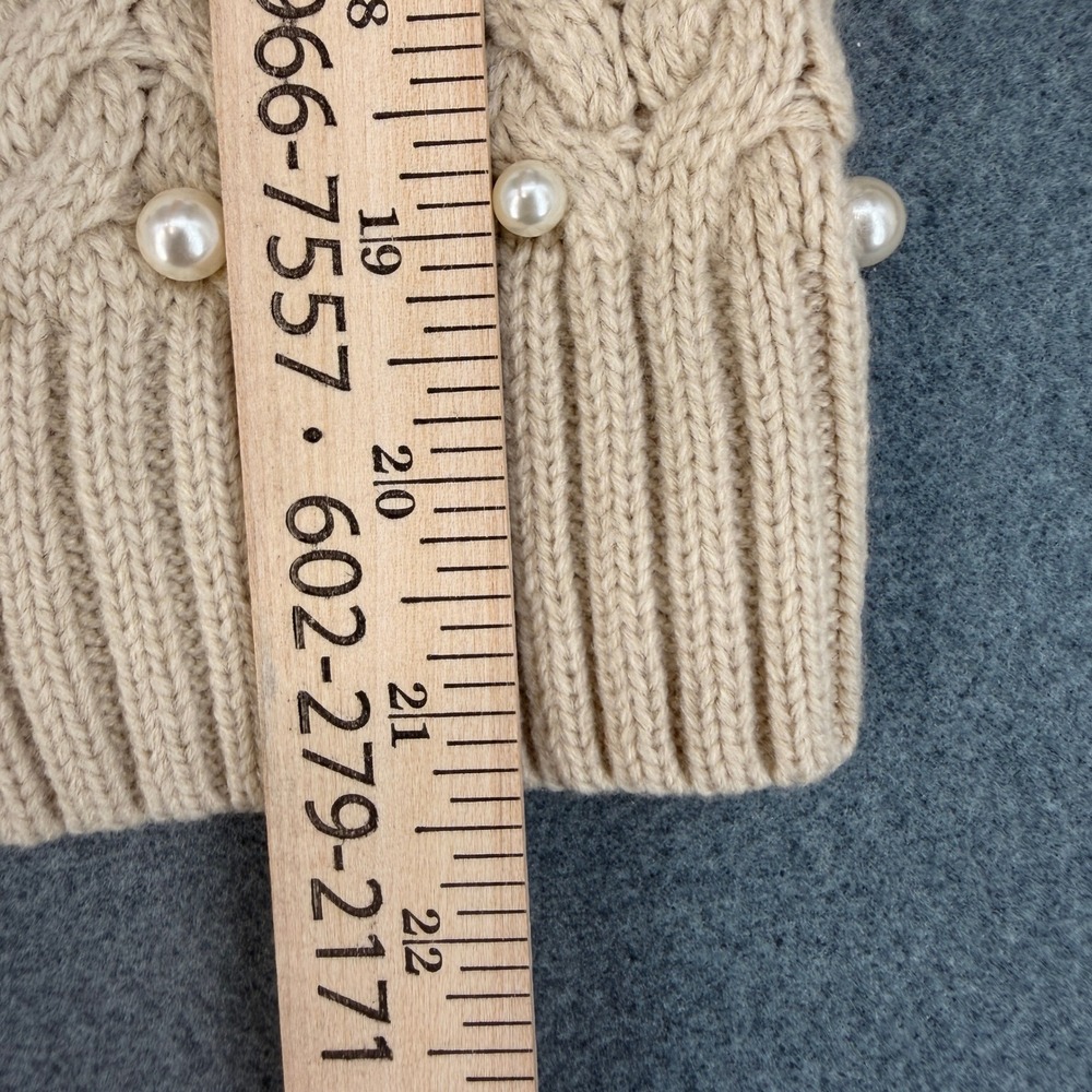 Boston Proper Beige Pearl Embellished Cable Knit Cardigan Sweater Womens Medium - Picture 8 of 8